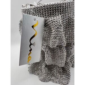 Nina Evening Bag Rhinestone Silver‎ Bucket Bag Drawstring Party Wedding